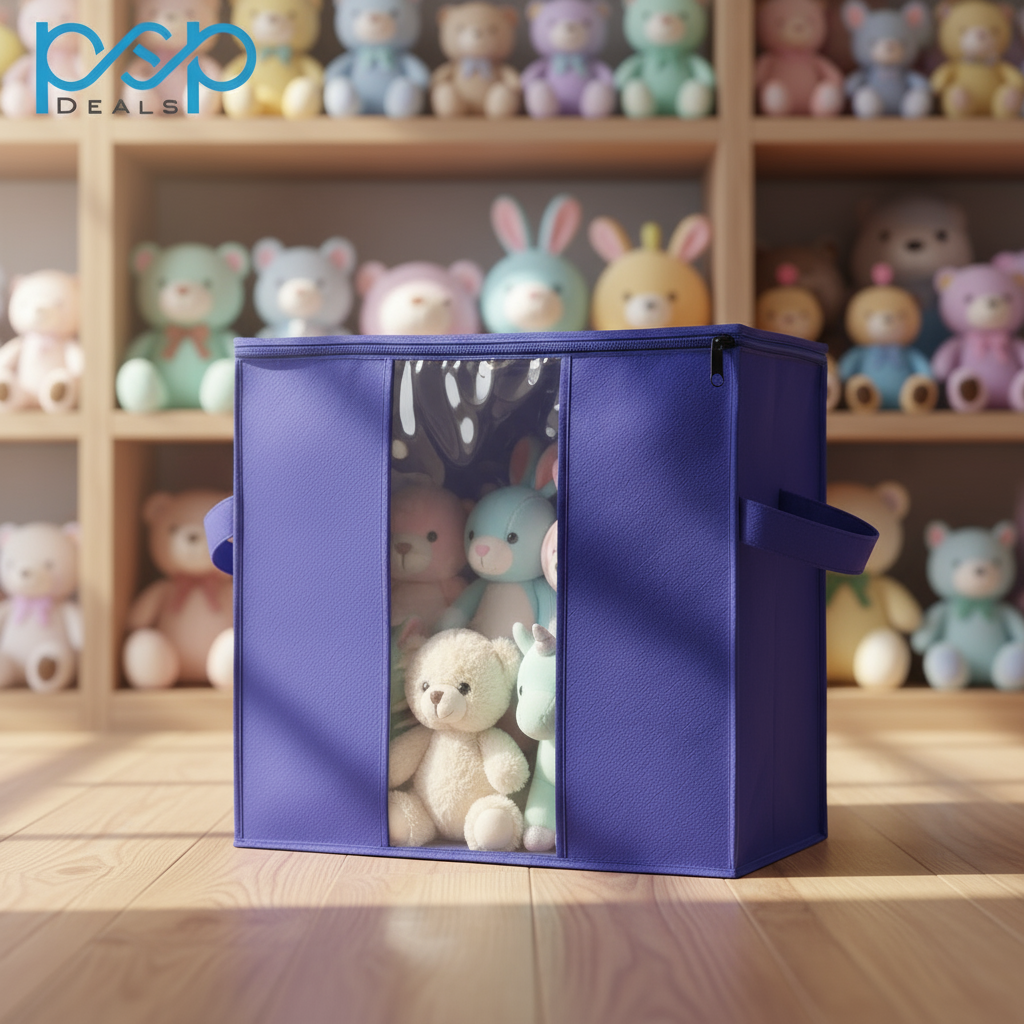 20x20x10 inc Clothes & Blanket Storage Bag with Transparent Window – Blue | PSP Deals