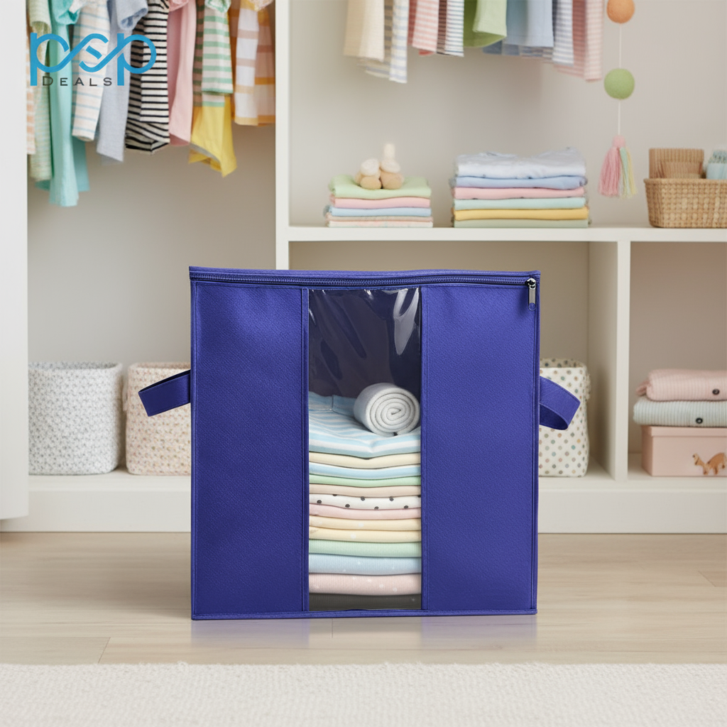 20x20x10 inc Clothes & Blanket Storage Bag with Transparent Window – Blue | PSP Deals