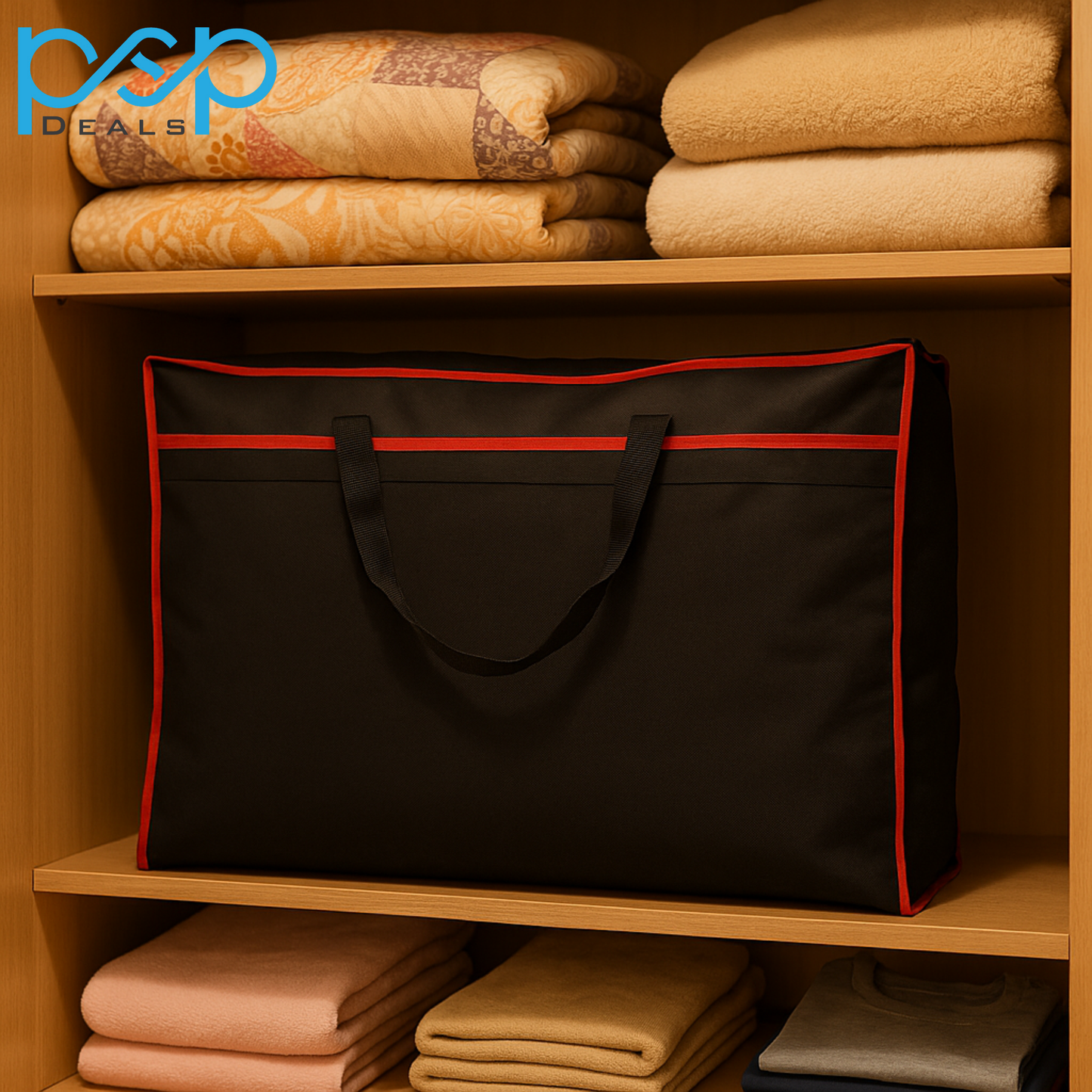 Medium Storage Bag 20x17x10 inch Black – Durable Fabric with Zipper & Handles | PSP Deals