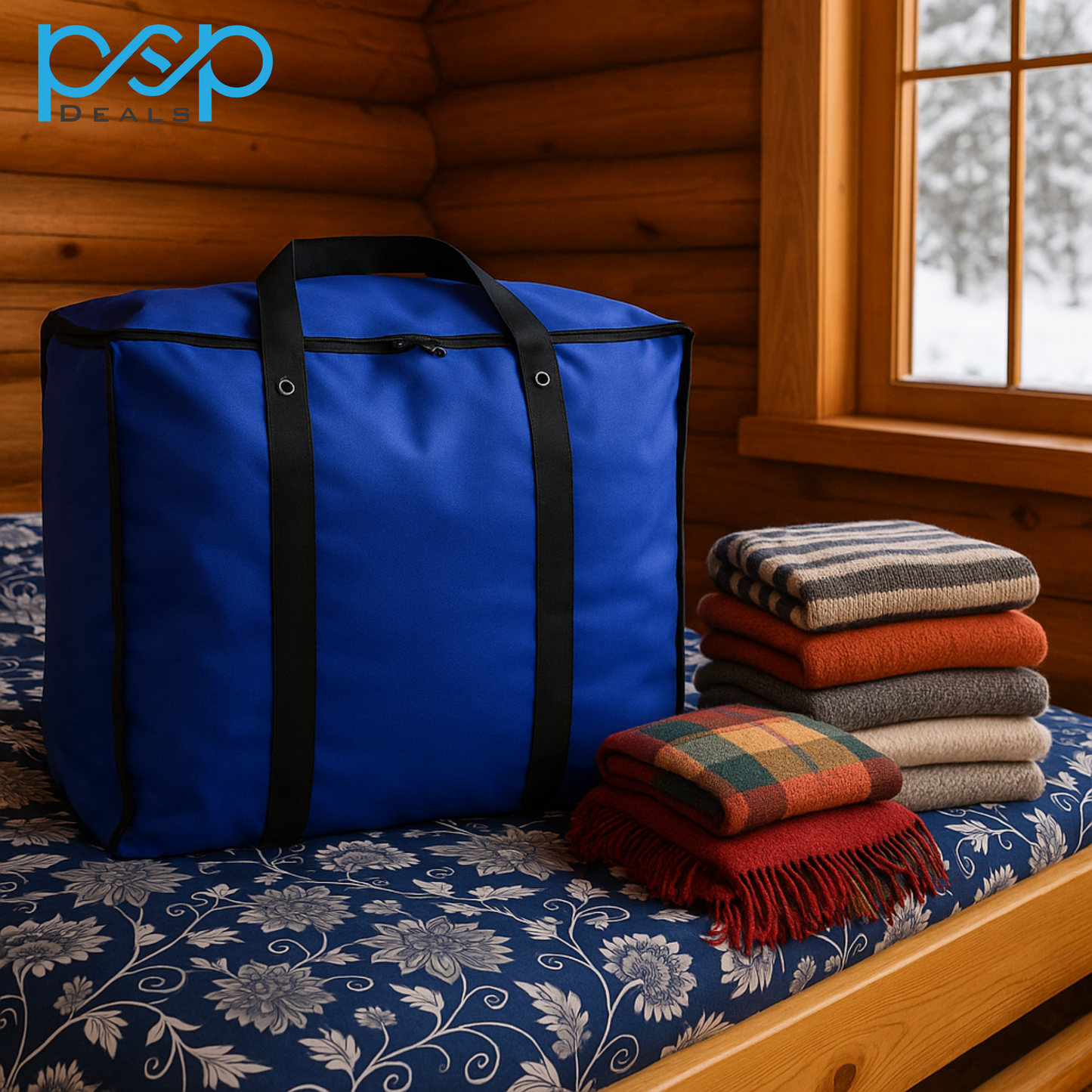 Extra Large Storage Bag 27x24x14 Inch Blue with Zippers & Handles For Quilts – PSP Deals