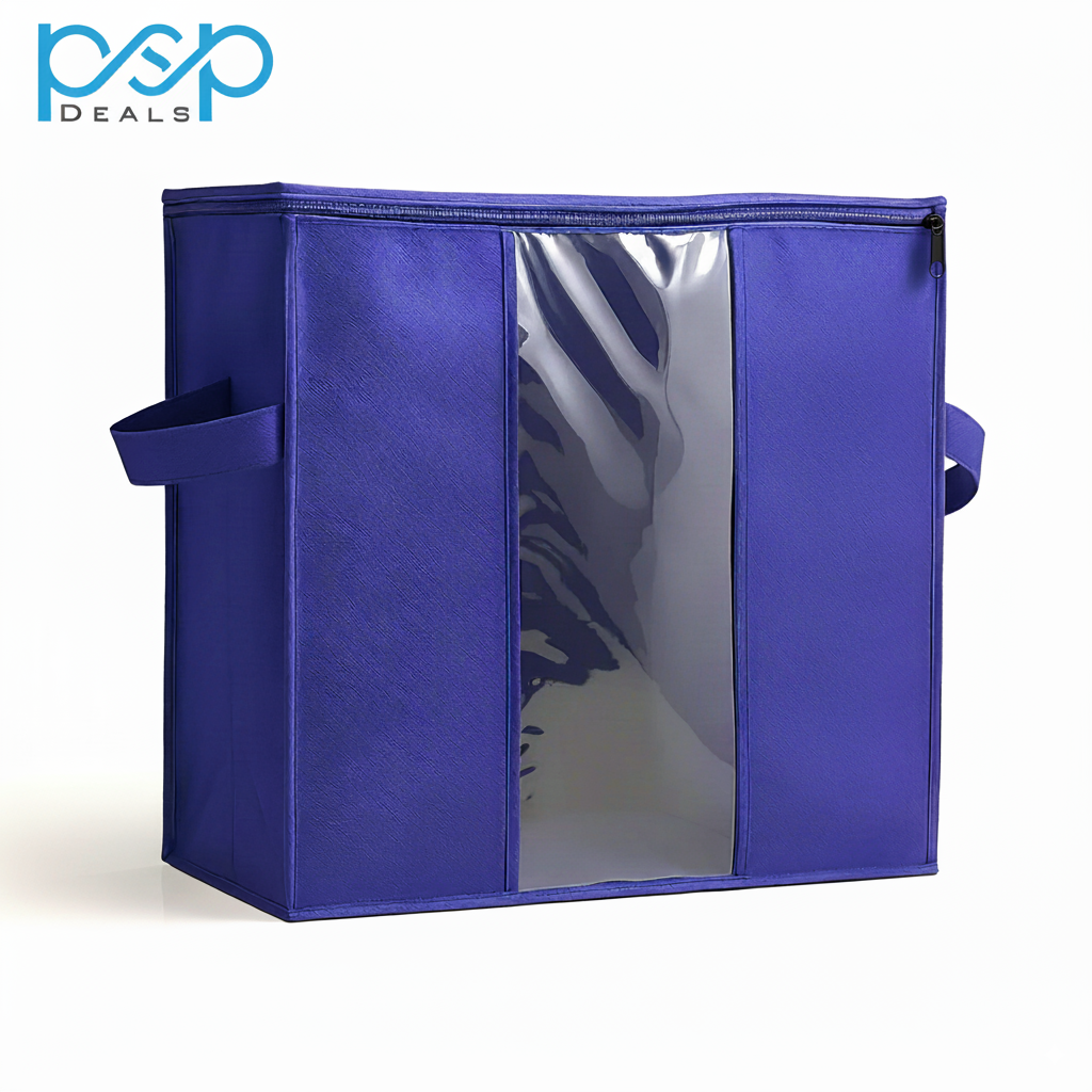 20x20x10 inc Clothes & Blanket Storage Bag with Transparent Window – Blue | PSP Deals