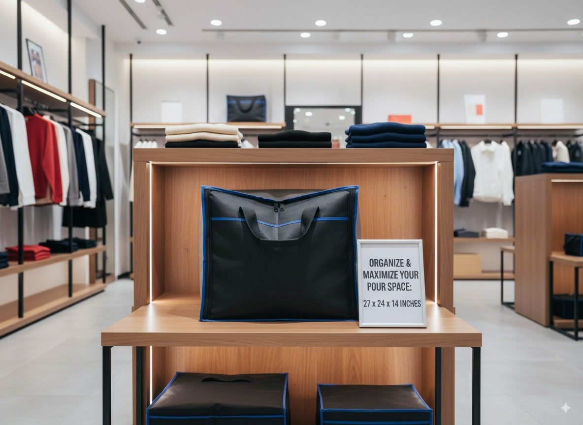 Extra Large 27"x24"x14" Blanket, Bedding & Clothes Storage Bag – Foldable Breathable Closet Organizer