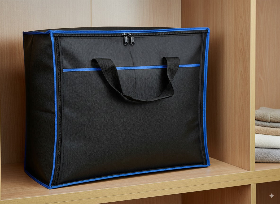 Extra Large 27"x24"x14" Blanket, Bedding & Clothes Storage Bag – Foldable Breathable Closet Organizer