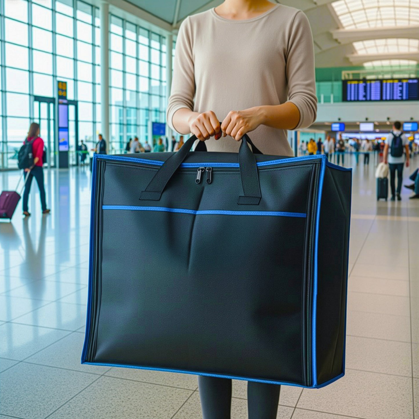 Extra Large 27"x24"x14" Blanket, Bedding & Clothes Storage Bag – Foldable Breathable Closet Organizer