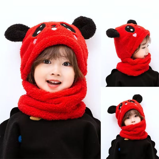 Kids Winter Hat & Scarf Set – Red Panda | Soft Fleece Animal Hood