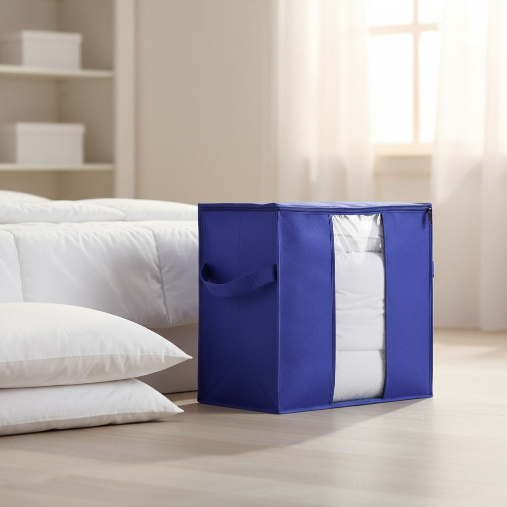 20x20x10 inc Clothes & Blanket Storage Bag with Transparent Window – Blue | PSP Deals