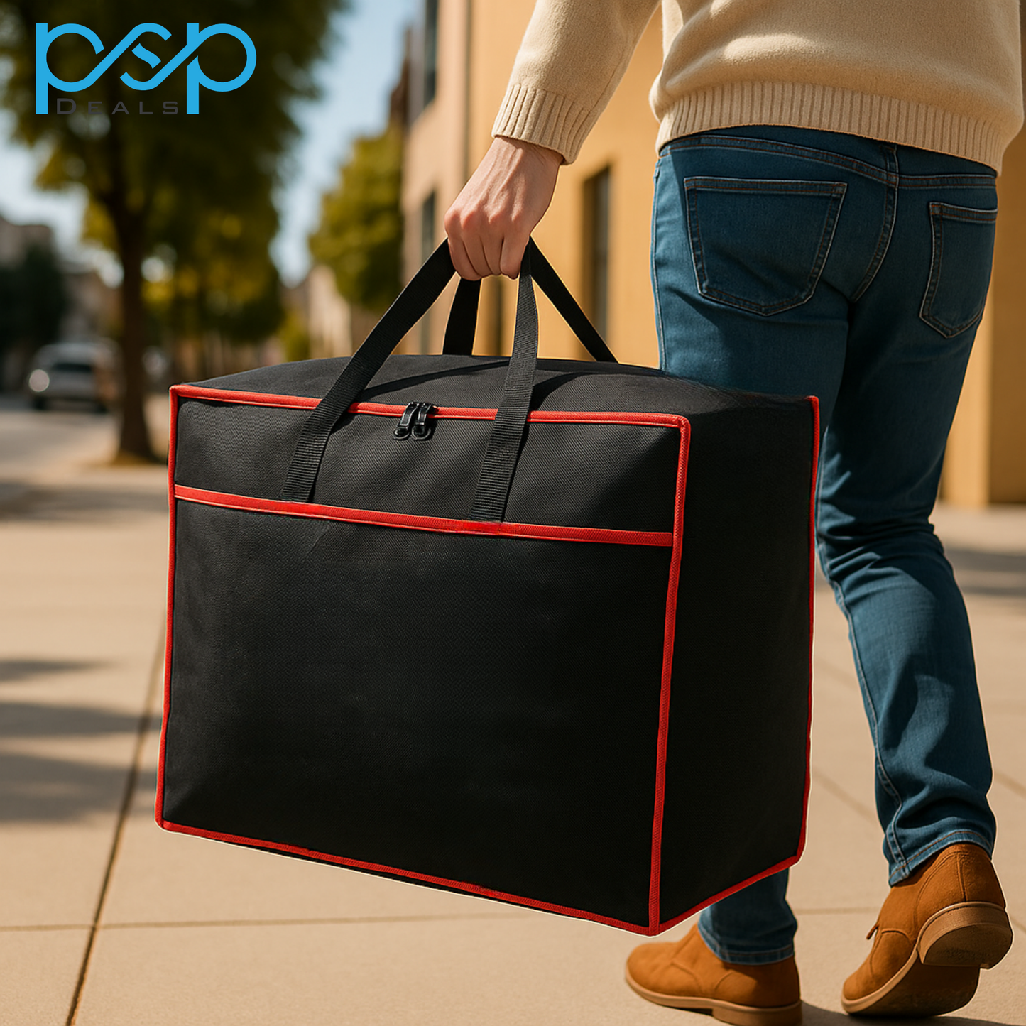 Large Storage Bag 24x20x12 Inch Black – Heavy Duty with Zipper & Handles | PSP Deals