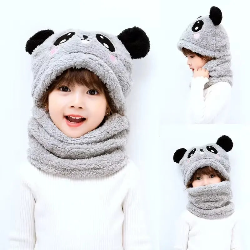 Kids Winter Hat & Scarf Set – Soft Fleece Animal Hood (6 Colors)